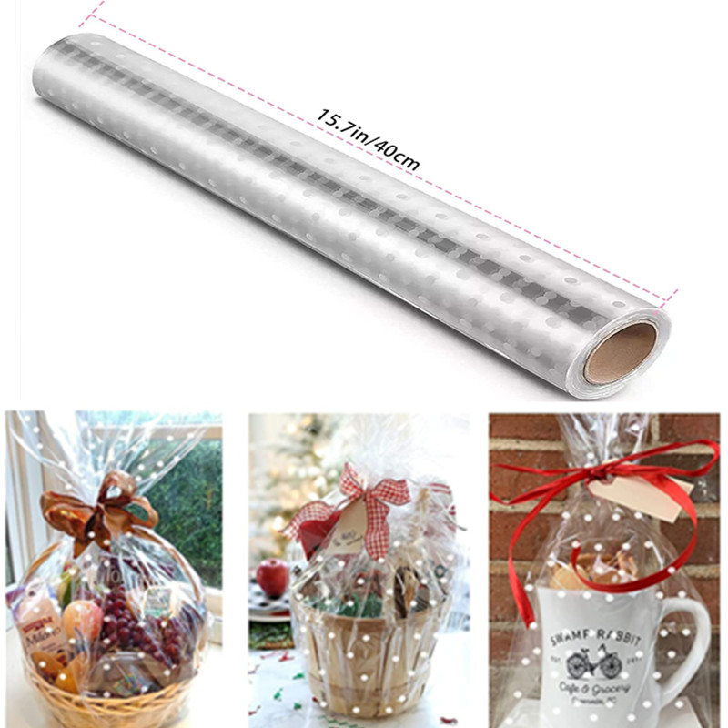 School Of Art X Craft - 40cmX30m Trắng Chấm Bi Cellophane Bọc