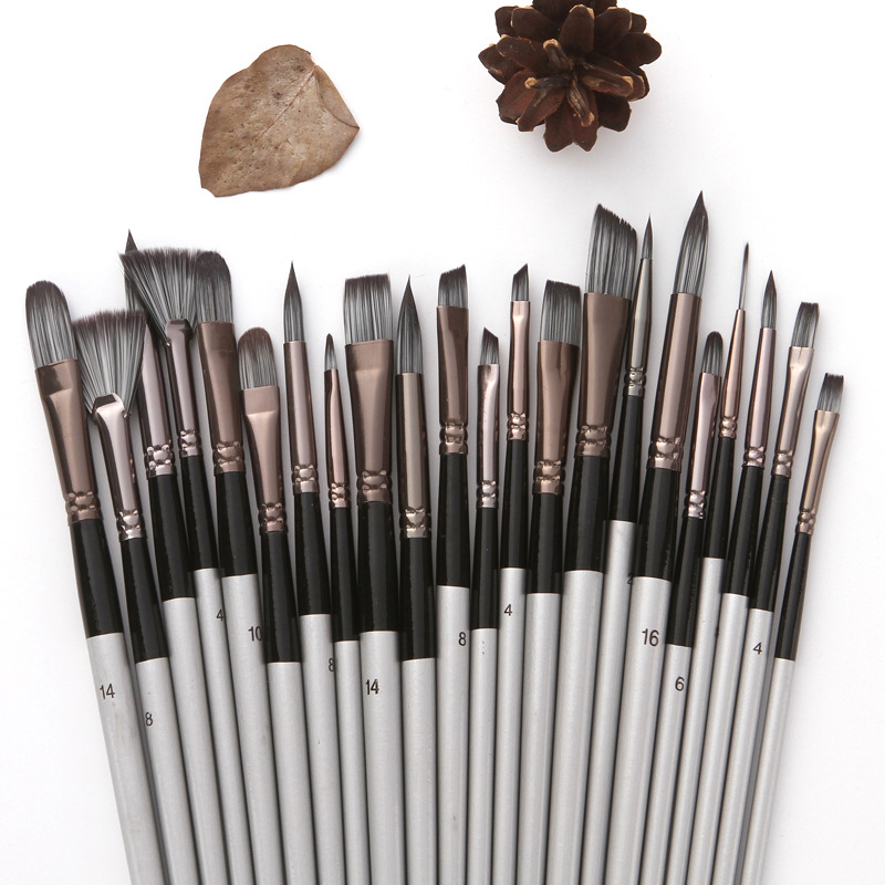 24 Nylon Brush Set Silver Gray - đánh giá và giá Gouache Paint Set