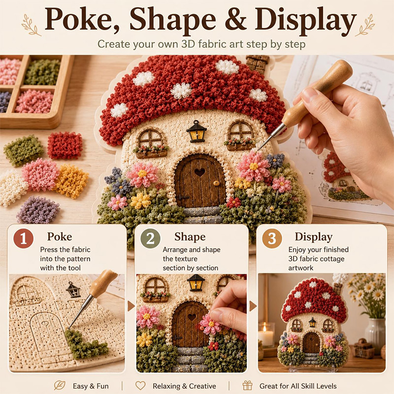 3D Mushroom House Poke Art DIY - đánh giá và giá Art Craft Kit