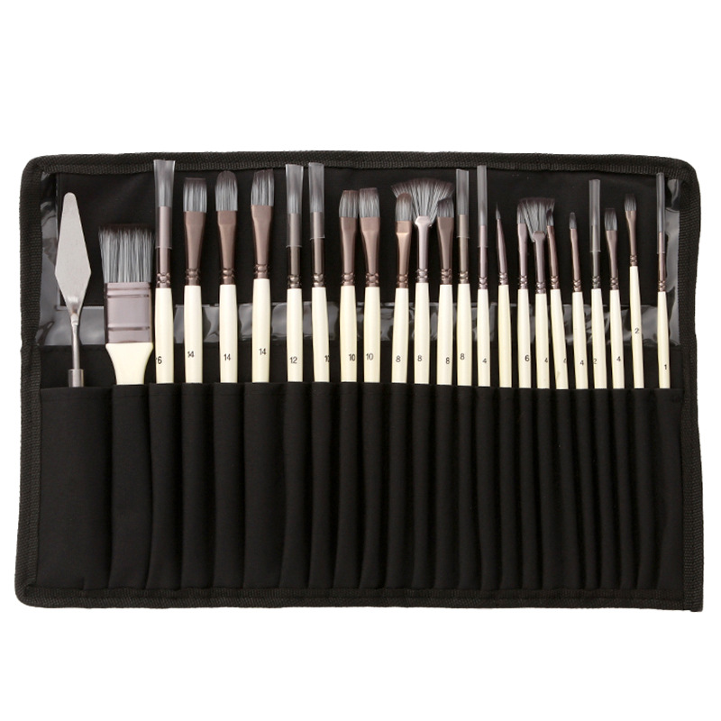 24 Piece Paint Brush Set with  - đánh giá và giá Gouache Paint Set