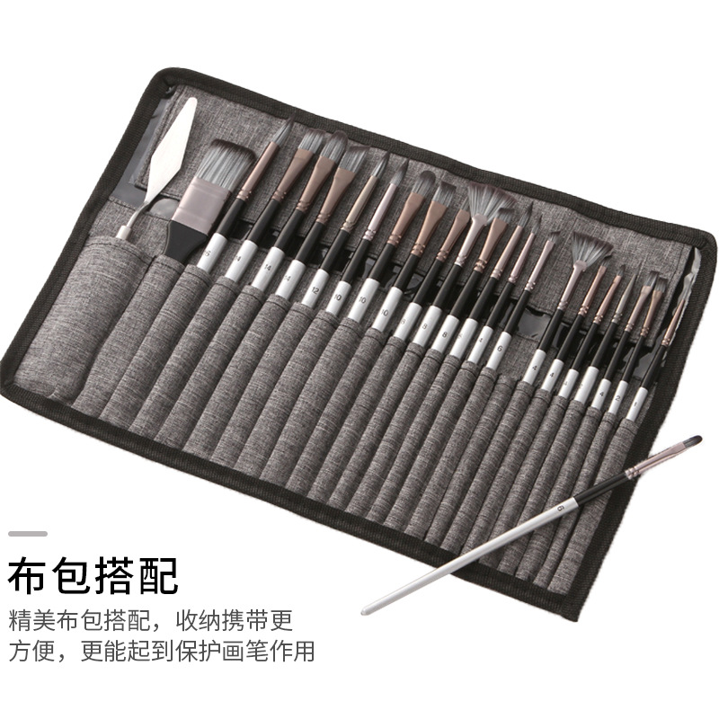24 Piece Paint Brush Set with  - đánh giá và giá Gouache Paint Set