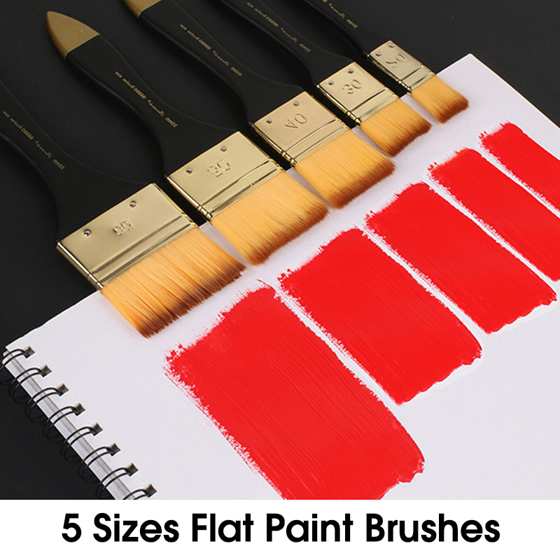 5 Sizes Flat Paint Brushes,Nyl - đánh giá và giá Gouache Paint Set